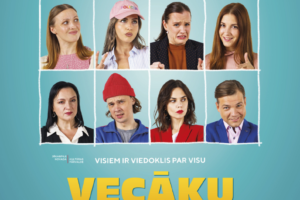 Plakāts izrādei "Vecāku sapulce" ar 12 aktieru seju portretiem, kuri attēlo dažādas emocijas. Plakātā norādīts teksts: "SANDIJA DOVGĀNE ELITA KLAVIŅA INDRA BURKOVSKA DĀRTA DANEVICA MĀRTIŅŠ KALITA ANTA AIZUPE SANDRA KLAVIŅA MĀRTIŅŠ MEIERS INESE PUDŽA LELDE DREIMANE INTA TIROLE LAURIS DZELZĪTIS". Zem seju režģa ir uzraksts "VISIEM IR VIEDOKLIS PAR VISU", kam seko izrādes nosaukums "VECĀKU SAPULCE" un vārdi: "IEVA PLAVNIECE MARIJA GRAUBA INGA SILIŅA ANNA PUTNIŅA GATIS MALIKS MĀRCIS LĀCIS ĀRIS MATESOVICS SERGEJS ČERNIKOVS EVIJA MARTINSONE REINIS SUHANOVS". Pasākums notiks "8. februārī plkst. 15.00 Sēlpils Tautas namā". Ieejas maksa ir "3,- EUR". Plakātā ir arī "Jēkabpils Novada Kultūras Pārvalde" logotipi.