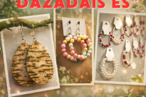 Plakāts ar informāciju par izstādi "DAŽĀDAIS ES", kurā attēloti dažādi roku darbs auskari – koka, krāsainu pērļu riņķa un balti-sarkani pērļu riņķa auskari. Izstāde notiks NO 9. LĪDZ 28. FEBRUĀRIM, Plkst. 8.00 - 16.00, Biržu Tautas nama mazajā zālē. Tā ir Jēkabpils novada Bērnu un Jauniešu centra struktūrvienības Aknīstē Floristikas pulciņa audzēkņu darbu izstāde, Pedagogs Smaida Zaičenkova. Apakšā paziņojums: "Pasākuma laikā var tikt fotografēts un filmēts, materiāli informatīvos nolūkos var tikt publicēti novada mājaslapā, informatīvajos izdevumos un citos sociālajos tīklos.