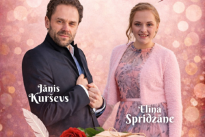 Plakāts ar tekstu "Mīlas vēstules" reklamē teātra izrādi. Uz rozā, mirdzoša fona attēloti Jānis Kurševs tumšā žaketē un Elīna Spridzāne ziedainā kleitā un rozā jaciņā. Abi smaida un skatās tieši kamerā. Viņu priekšā uz galda atrodas spalva tintnīcā, sarkana roze un sasietu, senu vēstuļu kaudzīte. Augšpusē norādīts datums un laiks: "15.02.2026. plkst. 14.00", kā arī norises vieta "Vīpes Tautas namā". Izrādi piedāvā "Zilānu Tautas nama teātra draugu kopa "PATAPA"". Ieejas maksa: 5,00 EUR. Plakāta apakšā redzams paziņojums: "Pasākuma laikā var tikt fotografēts un filmēts, materiāli informatīvos nolūkos var tikt publicēti novada mājaslapā, informatīvajos izdevumos un citos sociālajos tīklos".