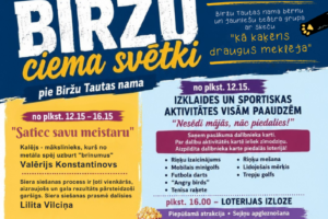 Plakāts ar paziņojumu par "BIRŽU ciema svētkiem" 23. maijā no plkst. 12.00 pie Biržu Tautas nama. Pasākuma programmā iekļauta grupas "MedusrauSis" muzicēšana, Biržu Tautas nama bērnu un jauniešu teātra grupas skečs ""Kā kakēns draugus meklēja"". No plkst. 12.15 līdz 16.15 notiks "Saties savu meistaru" ar kalēju-mākslinieku Valēriju Konstantinovu un siera siešanas prasmē dalīsies Lilita Vilciņa. No plkst. 12.15 paredzētas "Izklaides un sportiskas aktivitātes visām paaudzēm" ar moto ""Nesēdi mājās, nāc piedalies!"" un dažādām spēlēm. Plkst. 16.00 notiks "Loterijas izloze", būs piepūšamā atrakcija, sejiņu apgleznošana, radošā darbnīca, cukurvate, popkorns, kafija, slush dzērieni. No plkst. 12.00 notiks "Volejbola 3x3 turnīrs" ar aicinājumu pieteikties iepriekš zvanot uz Tel. +371 26341972 Pēterim Krastiņam vai pasākuma dienā laukumos. Organizatori ir Jēkabpils novada Kultūras pārvalde un Jēkabpils Sporta c...